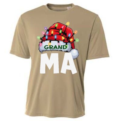 Santan Grandma Christmas Lights Pajama Family Xmas Cooling Performance Crew T-Shirt