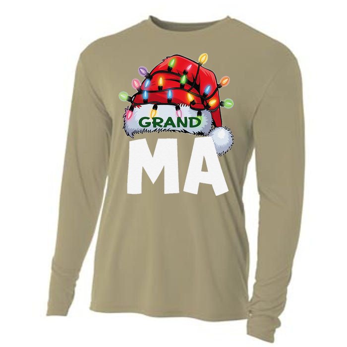 Santan Grandma Christmas Lights Pajama Family Xmas Cooling Performance Long Sleeve Crew