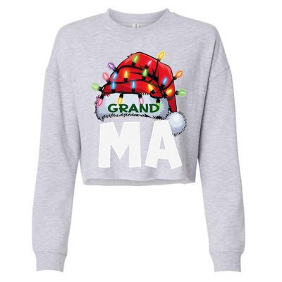 Santan Grandma Christmas Lights Pajama Family Xmas Cropped Pullover Crew