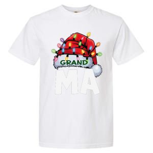 Santan Grandma Christmas Lights Pajama Family Xmas Garment-Dyed Heavyweight T-Shirt