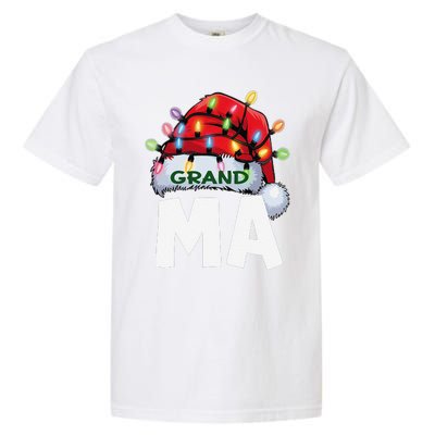 Santan Grandma Christmas Lights Pajama Family Xmas Garment-Dyed Heavyweight T-Shirt