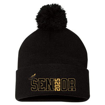 Senior Graduation Class Of 2025 And Vintage Pom Pom 12in Knit Beanie