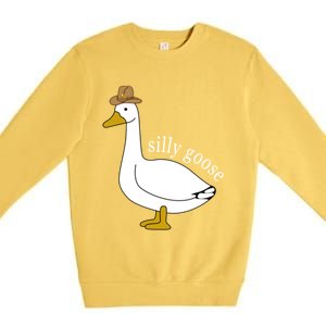 Silly Goose Cow Hat Funny Christmas Cute Gift Premium Crewneck Sweatshirt