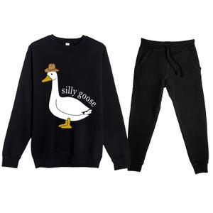 Silly Goose Cow Hat Funny Christmas Cute Gift Premium Crewneck Sweatsuit Set