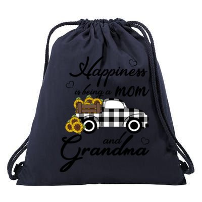 Sunflower Grandma Cute Gift Happiness Is Being A Mom And Grandma Gift Drawstring Bag