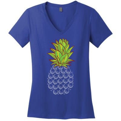 Sports Golfing Cool Gift Funny Pineapple Design Golf Player Cute Gift Women's V-Neck T-Shirt