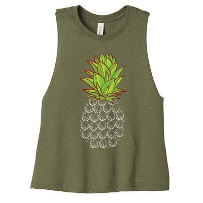 Sports Golfing Cool Gift Funny Pineapple Design Golf Player Cute Gift Women's Racerback Cropped Tank