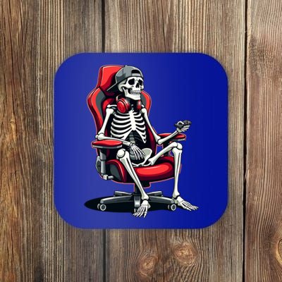 Skeleton Gamer Cool Halloween Video Gaming Chair Headset Gift Coaster