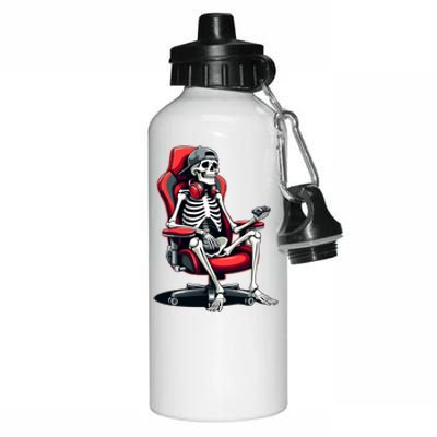 Skeleton Gamer Cool Halloween Video Gaming Chair Headset Gift Aluminum Water Bottle