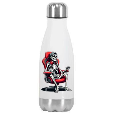 Skeleton Gamer Cool Halloween Video Gaming Chair Headset Gift Stainless Steel Insulated Water Bottle