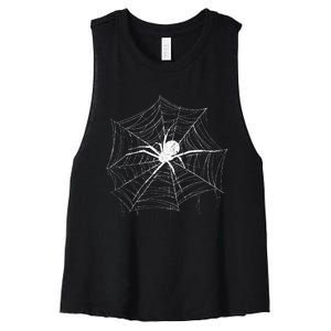 Spider Gift Costume Bird Spider Terrarium Spider Web Creepy Crawly Halloween Decor Women's Racerback Cropped Tank