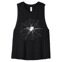 Spider Gift Costume Bird Spider Terrarium Spider Web Creepy Crawly Halloween Decor Women's Racerback Cropped Tank