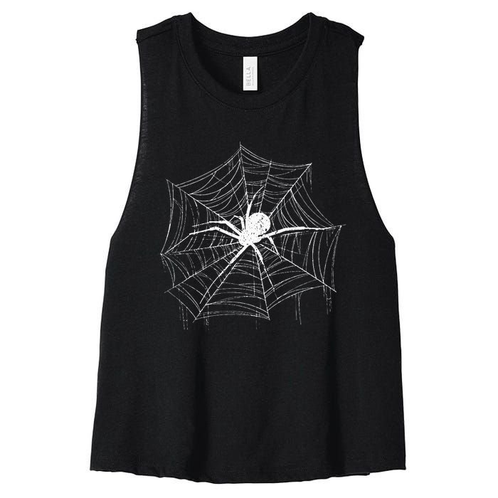 Spider Gift Costume Bird Spider Terrarium Spider Web Creepy Crawly Halloween Decor Women's Racerback Cropped Tank