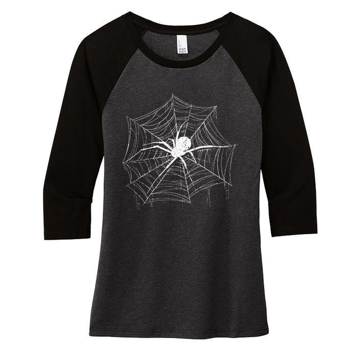 Spider Gift Costume Bird Spider Terrarium Spider Web Creepy Crawly Halloween Decor Women's Tri-Blend 3/4-Sleeve Raglan Shirt