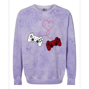 Sarcastic Gamer Controllers Heart Video Games Valentines Day Funny Gift Colorblast Crewneck Sweatshirt