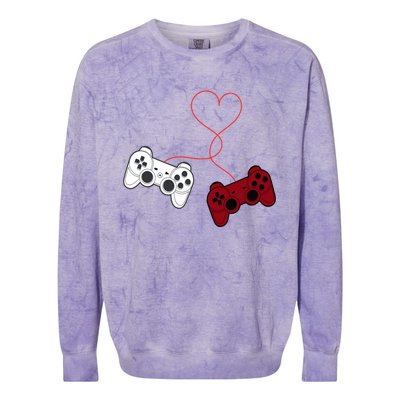 Sarcastic Gamer Controllers Heart Video Games Valentines Day Funny Gift Colorblast Crewneck Sweatshirt