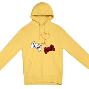 Sarcastic Gamer Controllers Heart Video Games Valentines Day Funny Gift Premium Pullover Hoodie