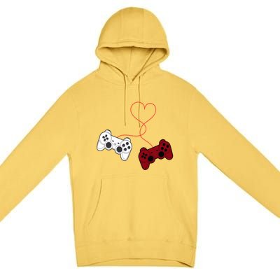 Sarcastic Gamer Controllers Heart Video Games Valentines Day Funny Gift Premium Pullover Hoodie