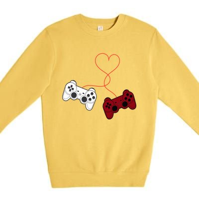 Sarcastic Gamer Controllers Heart Video Games Valentines Day Funny Gift Premium Crewneck Sweatshirt