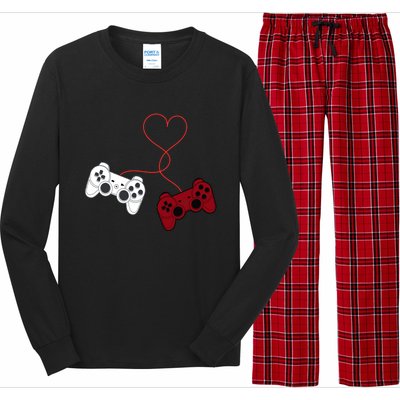 Sarcastic Gamer Controllers Heart Video Games Valentines Day Funny Gift Long Sleeve Pajama Set