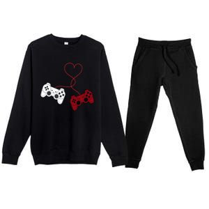 Sarcastic Gamer Controllers Heart Video Games Valentines Day Funny Gift Premium Crewneck Sweatsuit Set