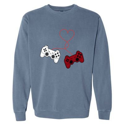 Sarcastic Gamer Controllers Heart Video Games Valentines Day Funny Gift Garment-Dyed Sweatshirt