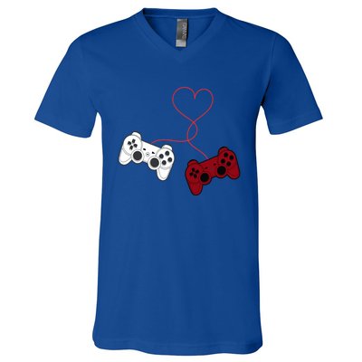 Sarcastic Gamer Controllers Heart Video Games Valentines Day Funny Gift V-Neck T-Shirt