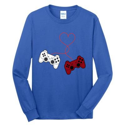 Sarcastic Gamer Controllers Heart Video Games Valentines Day Funny Gift Tall Long Sleeve T-Shirt