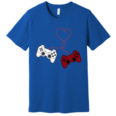 Sarcastic Gamer Controllers Heart Video Games Valentines Day Funny Gift Premium T-Shirt