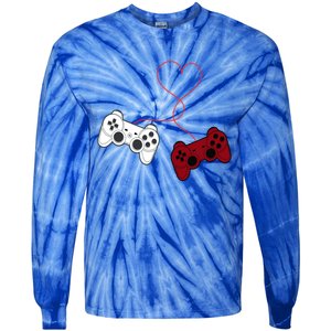 Sarcastic Gamer Controllers Heart Video Games Valentines Day Funny Gift Tie-Dye Long Sleeve Shirt