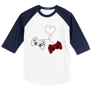 Sarcastic Gamer Controllers Heart Video Games Valentines Day Funny Gift Baseball Sleeve Shirt