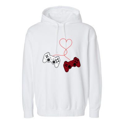 Sarcastic Gamer Controllers Heart Video Games Valentines Day Funny Gift Garment-Dyed Fleece Hoodie