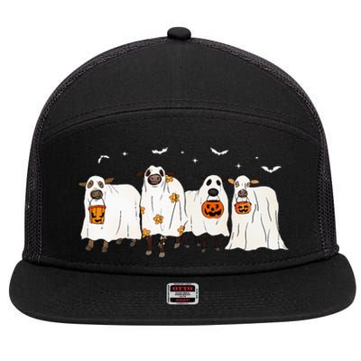 S.H.E.E.P Ghost Cows Halloween Cute Outfit Adults 7 Panel Mesh Trucker Snapback Hat