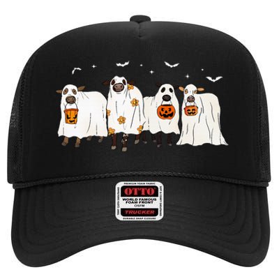 S.H.E.E.P Ghost Cows Halloween Cute Outfit Adults High Crown Mesh Back Trucker Hat