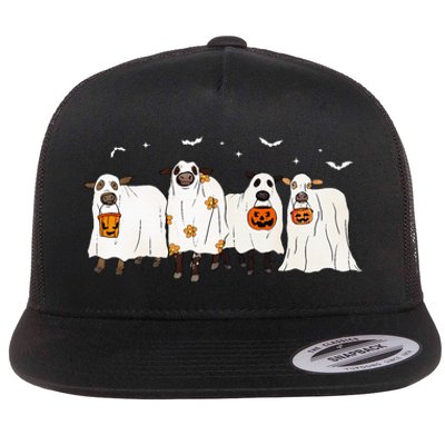 S.H.E.E.P Ghost Cows Halloween Cute Outfit Adults Flat Bill Trucker Hat