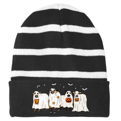 S.H.E.E.P Ghost Cows Halloween Cute Outfit Adults Striped Beanie with Solid Band