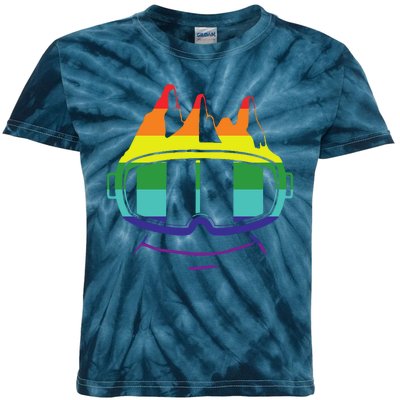 Ski Googles Colorful Skiing Sport Kids Tie-Dye T-Shirt