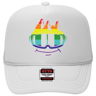 Ski Googles Colorful Skiing Sport High Crown Mesh Back Trucker Hat