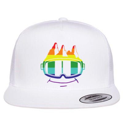 Ski Googles Colorful Skiing Sport Flat Bill Trucker Hat