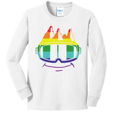 Ski Googles Colorful Skiing Sport Kids Long Sleeve Shirt