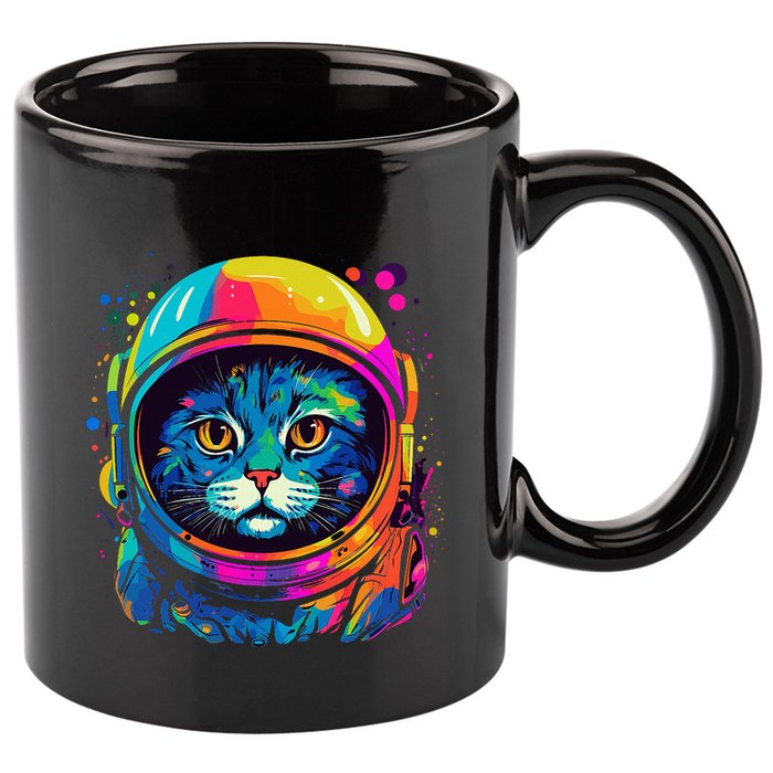 Space Gifts Cat Mom Cat Dad Astronaut Space 11oz C Handle Ceramic Mug