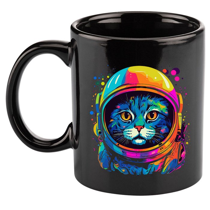 Space Gifts Cat Mom Cat Dad Astronaut Space 11oz C Handle Ceramic Mug