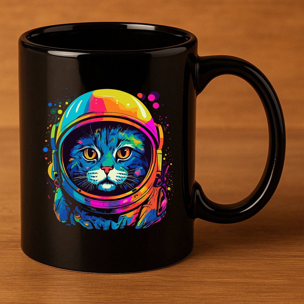 Space Gifts Cat Mom Cat Dad Astronaut Space 11oz C Handle Ceramic Mug