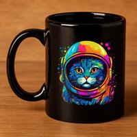 Space Gifts Cat Mom Cat Dad Astronaut Space 11oz C Handle Ceramic Mug