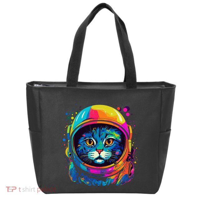 Space Gifts Cat Mom Cat Dad Astronaut Space Zip Tote Bag