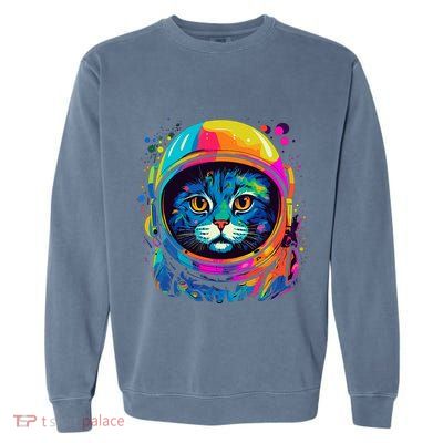 Space Gifts Cat Mom Cat Dad Astronaut Space Garment-Dyed Sweatshirt