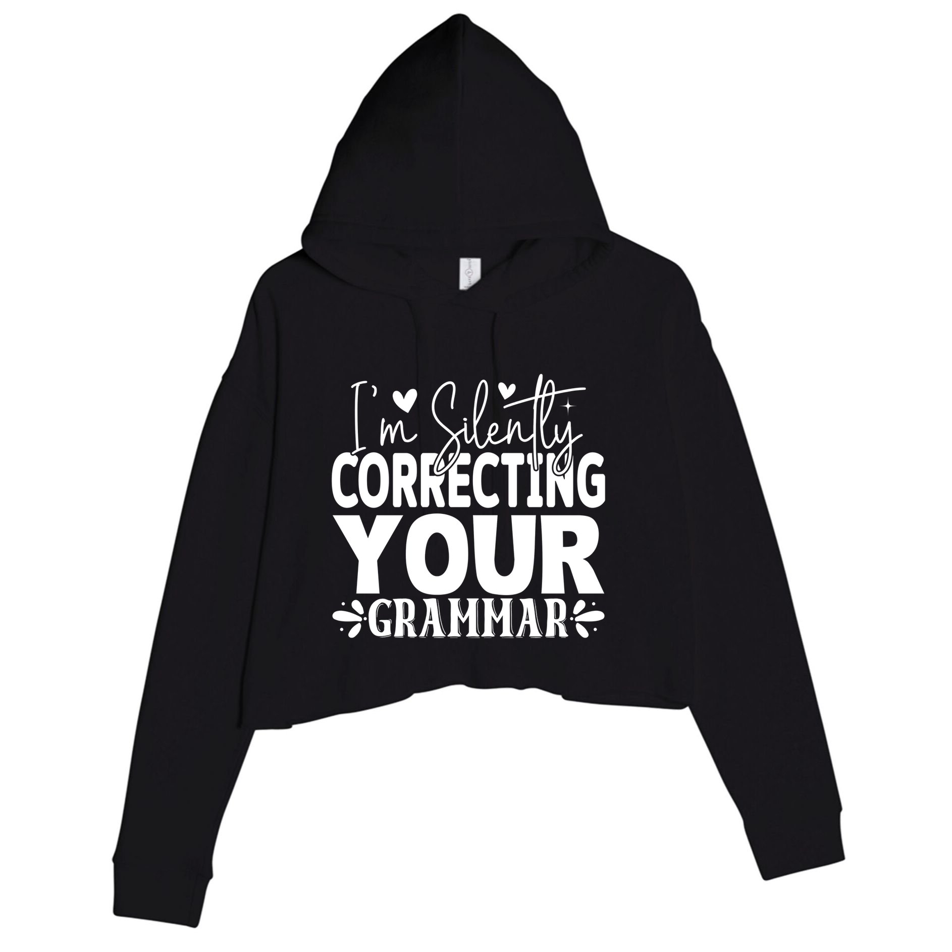Sarcastic Grammar Correction Phrase Crop Fleece Hoodie