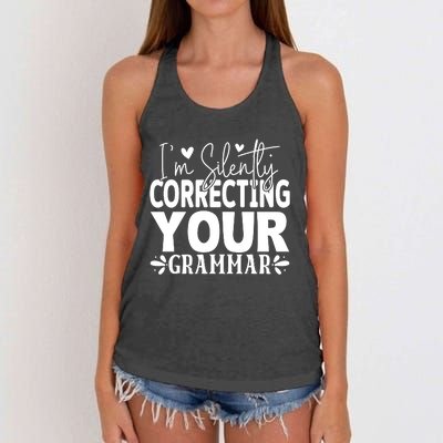 Sarcastic Grammar Correction Phrase Women's Knotted Racerback Tank