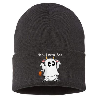 Spooky Ghost Cow Halloween Farmer Costume Sustainable Knit Beanie