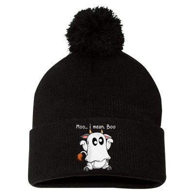 Spooky Ghost Cow Halloween Farmer Costume Pom Pom 12in Knit Beanie